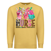Antique Gold nurse coffee scrubs rubber gloves Premium Sweatshirt - texasbilliewilder