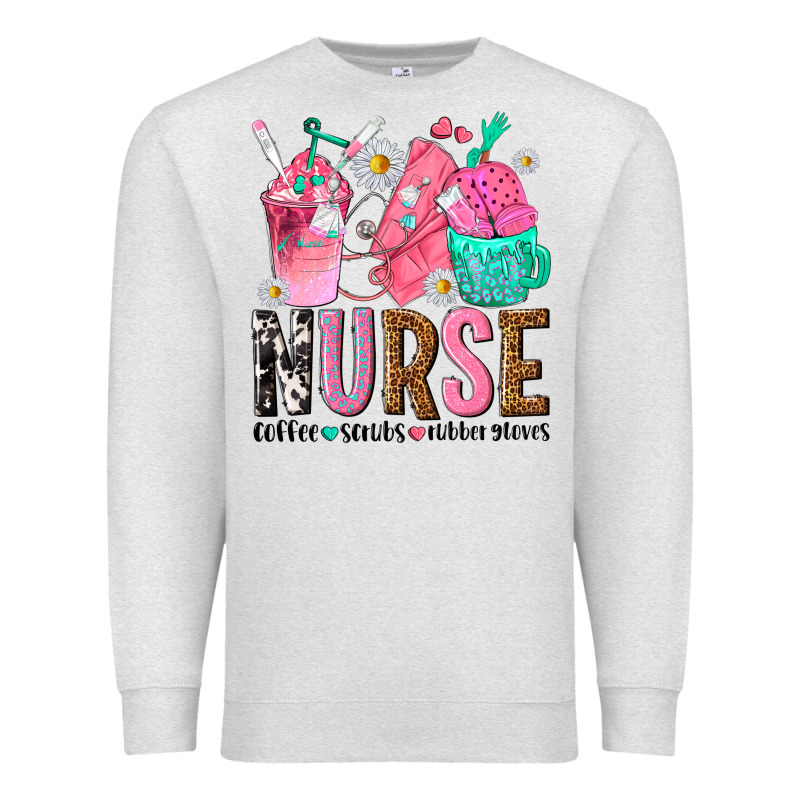 Nurse Coffee Scrubs Rubber Gloves Premium Sweatshirt by texasbilliewilder | Teevron
