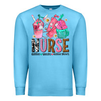 Ocean Blue nurse coffee scrubs rubber gloves Premium Sweatshirt - texasbilliewilder