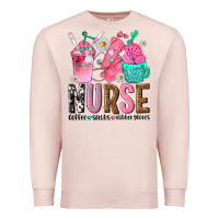Pale Pink nurse coffee scrubs rubber gloves Premium Sweatshirt - texasbilliewilder