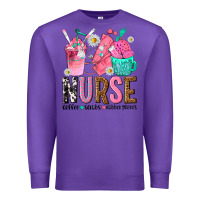 Purple nurse coffee scrubs rubber gloves Premium Sweatshirt - texasbilliewilder