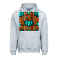 Heather Grey turquoise pumpkin plaid seamless pattern Urban Hoodie - BundleAndBundleShop
