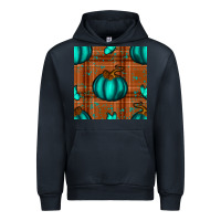 Navy turquoise pumpkin plaid seamless pattern Urban Hoodie - BundleAndBundleShop