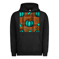 Pigment Black turquoise pumpkin plaid seamless pattern Urban Hoodie - BundleAndBundleShop