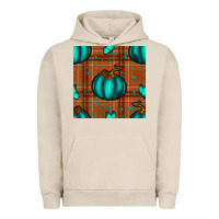 Pigment French Oak turquoise pumpkin plaid seamless pattern Urban Hoodie - BundleAndBundleShop