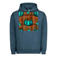 Pigment Midnight Navy turquoise pumpkin plaid seamless pattern Urban Hoodie - BundleAndBundleShop