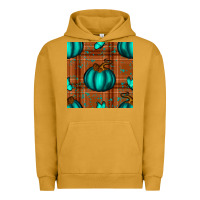 Pigment Peanut Butter turquoise pumpkin plaid seamless pattern Urban Hoodie - BundleAndBundleShop