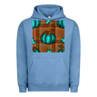 Pigment Pebble Blue turquoise pumpkin plaid seamless pattern Urban Hoodie - BundleAndBundleShop