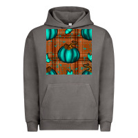 Pigment Tornado turquoise pumpkin plaid seamless pattern Urban Hoodie - BundleAndBundleShop