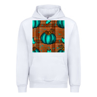 White turquoise pumpkin plaid seamless pattern Urban Hoodie - BundleAndBundleShop