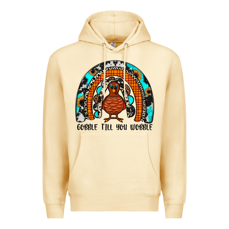 Gobble Till You Wobble Rainbow Premium Hoodie by JahusDesignShop | Teevron