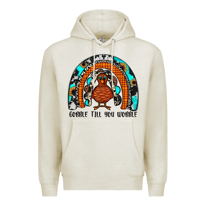 Gobble Till You Wobble Rainbow Premium Hoodie by JahusDesignShop | Teevron