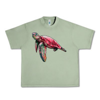 Oil Green sea turtle pink glitter Urban Heavy Tee - Artiststas