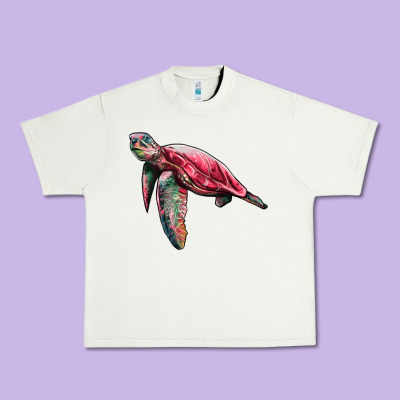 Sea Turtle Pink Glitter Urban Heavy Tee Designed By Artiststas