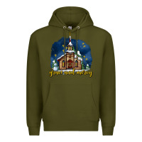 Army Green Christmas church and snow grace and mercy Premium Hoodie - AdoDesignShop