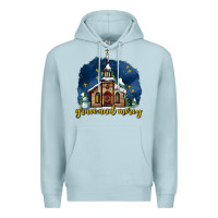 Blue Mist Christmas church and snow grace and mercy Premium Hoodie - AdoDesignShop