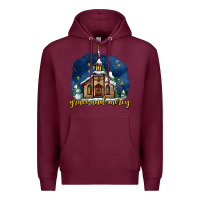 Burgundy Christmas church and snow grace and mercy Premium Hoodie - AdoDesignShop