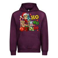 Mauve Wine Christmas ho ho ho skeleton Urban Hoodie - AdoDesignShop
