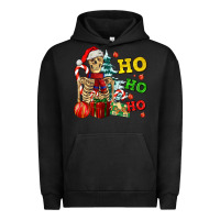 Pigment Black Christmas ho ho ho skeleton Urban Hoodie - AdoDesignShop