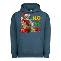 Pigment Midnight Navy Christmas ho ho ho skeleton Urban Hoodie - AdoDesignShop