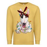 Antique Gold bull terrier with christmas lights Premium Sweatshirt - RanaPortraitStore