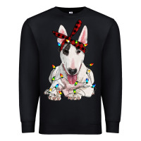 Black bull terrier with christmas lights Premium Sweatshirt - RanaPortraitStore