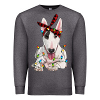 Charcoal Heather bull terrier with christmas lights Premium Sweatshirt - RanaPortraitStore