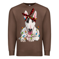Chestnut bull terrier with christmas lights Premium Sweatshirt - RanaPortraitStore