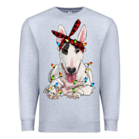 Heather Grey bull terrier with christmas lights Premium Sweatshirt - RanaPortraitStore