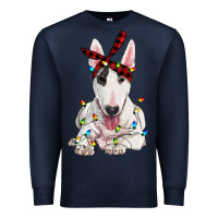 Navy bull terrier with christmas lights Premium Sweatshirt - RanaPortraitStore