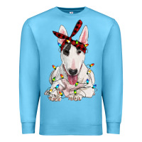 Ocean Blue bull terrier with christmas lights Premium Sweatshirt - RanaPortraitStore