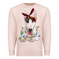 Pale Pink bull terrier with christmas lights Premium Sweatshirt - RanaPortraitStore