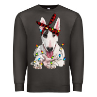 Smoke bull terrier with christmas lights Premium Sweatshirt - RanaPortraitStore