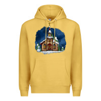 Antique Gold Christmas church and snow Premium Hoodie - AdoDesignShop