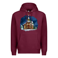 Burgundy Christmas church and snow Premium Hoodie - AdoDesignShop