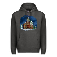 Charcoal Heather Christmas church and snow Premium Hoodie - AdoDesignShop