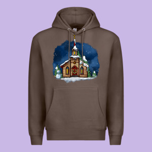Christmas Church And Snow Premium Hoodie Designed By Adodesignshop