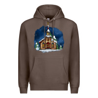 Coffee Christmas church and snow Premium Hoodie - AdoDesignShop