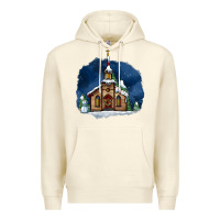 Sandshell Christmas church and snow Premium Hoodie - AdoDesignShop