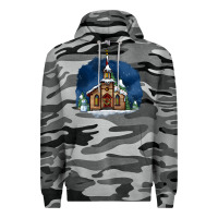 Slate Camo Christmas church and snow Premium Hoodie - AdoDesignShop