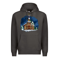 Smoke Christmas church and snow Premium Hoodie - AdoDesignShop