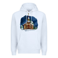 White Christmas church and snow Premium Hoodie - AdoDesignShop