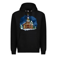 Black Christmas church and snow Premium Hoodie - AdoDesignShop