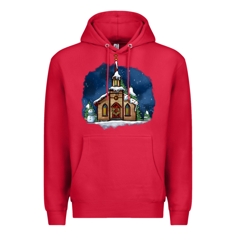 Christmas Church And Snow Premium Hoodie by AdoDesignShop | Teevron