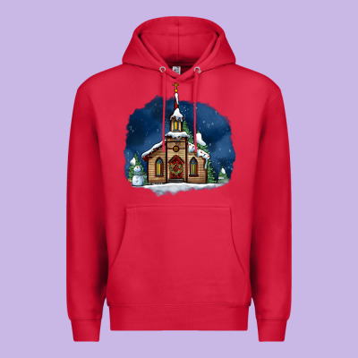 Christmas Church And Snow Premium Hoodie Designed By Adodesignshop