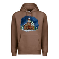 Chestnut Christmas church and snow Premium Hoodie - AdoDesignShop