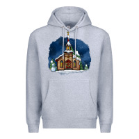 Heather Grey Christmas church and snow Premium Hoodie - AdoDesignShop