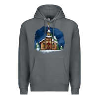 Rock Christmas church and snow Premium Hoodie - AdoDesignShop