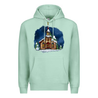 Seafoam Christmas church and snow Premium Hoodie - AdoDesignShop
