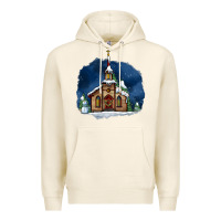 Tofu Christmas church and snow Premium Hoodie - AdoDesignShop